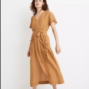 Madewell Tie-Waist Midi Dress - Linen - Size 14 - NWT
